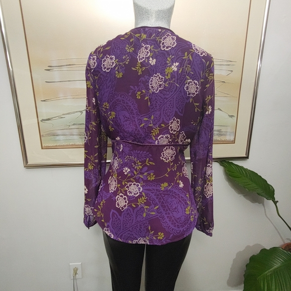 Jules James Long Sleeve Floral Blouse Size 10 - Picture 3 of 7